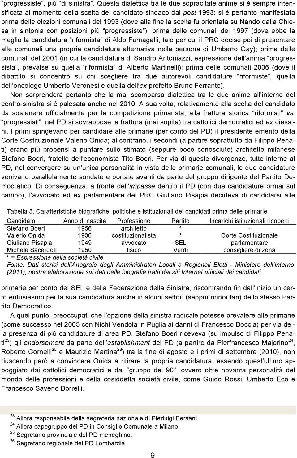 (dove alla fine la scelta fu orientata su Nando dalla Chiesa in sintonia con posizioni più progressiste ); prima delle comunali del 1997 (dove ebbe la meglio la candidatura riformista di Aldo