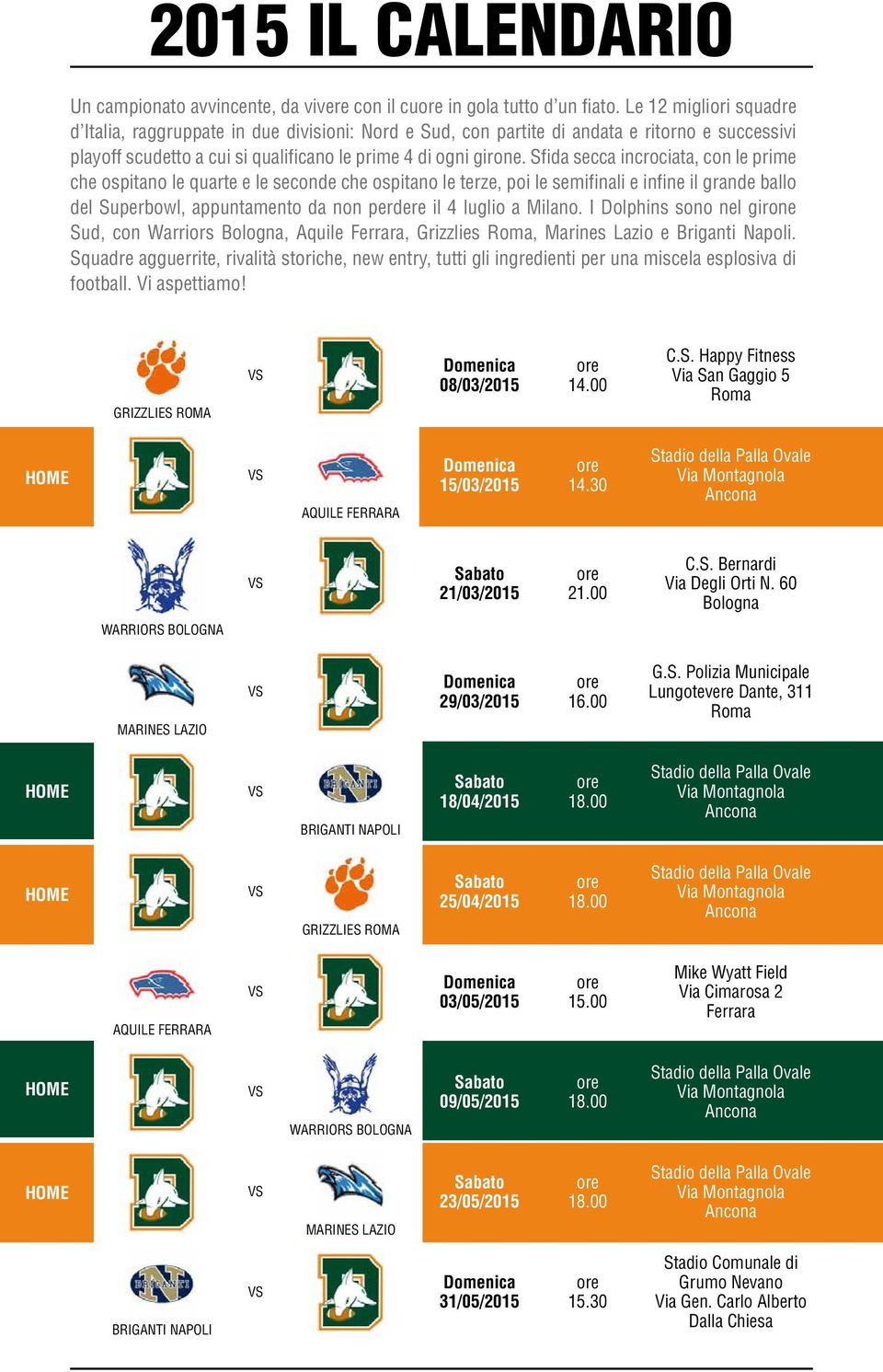 Sfida secca incrociata, con le prime che ospitano le quarte e le seconde che ospitano le terze, poi le semifinali e infine il grande ballo del Superbowl, appuntamento da non perdere il 4 luglio a