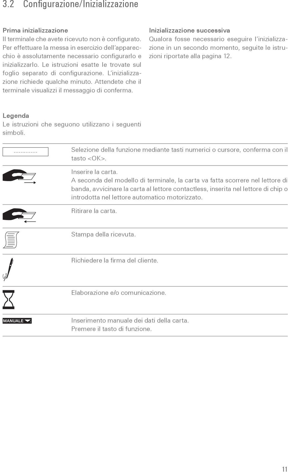 L inizializzazione richiede qualche minuto. Attendete che il terminale visualizzi il messaggio di conferma.