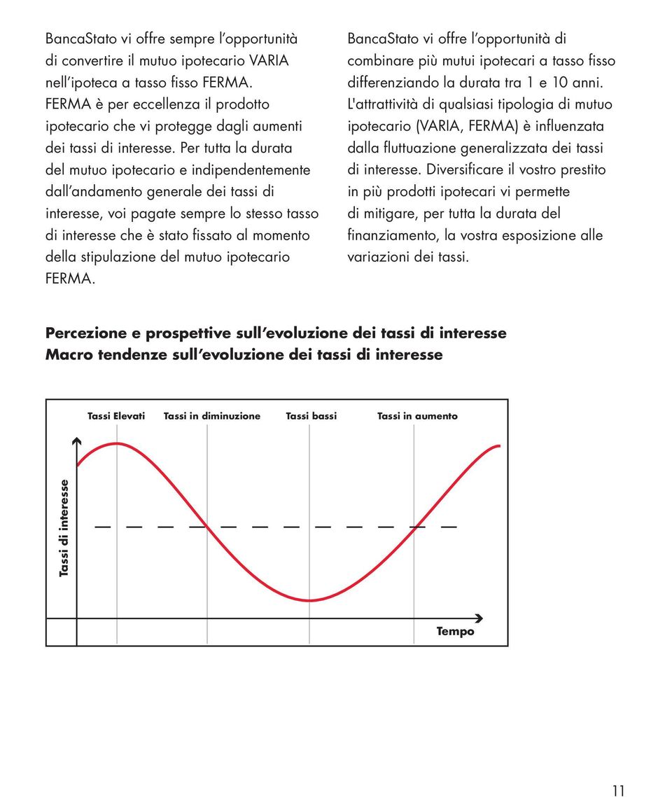 Per tutta la durata del mutuo ipotecario e indipendentemente dall andamento generale dei tassi di interesse, voi pagate sempre lo stesso tasso di interesse che è stato fissato al momento della