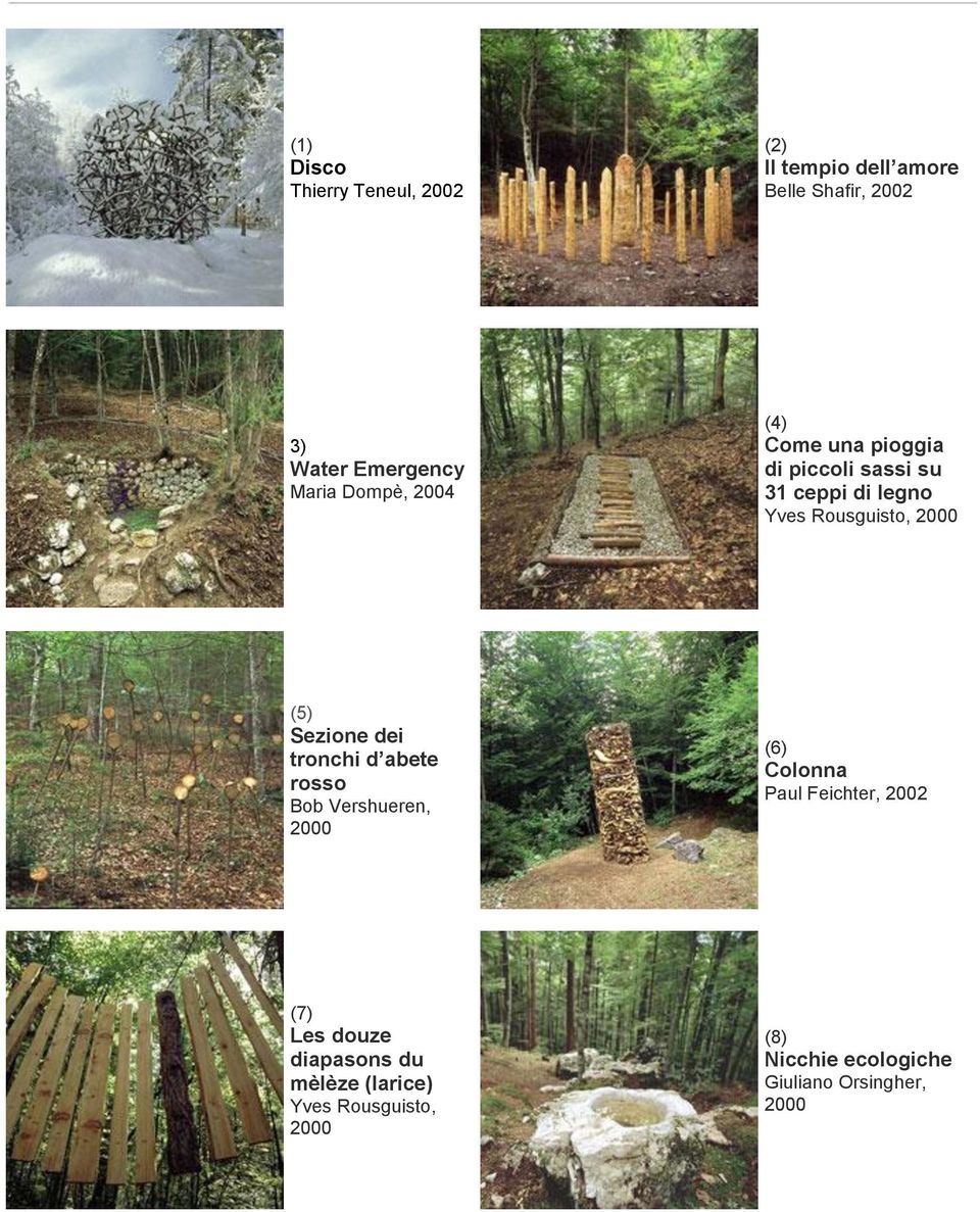 (5) Sezione dei tronchi d abete rosso Bob Vershueren, 2000 (6) Colonna Paul Feichter, 2002 (7) Les