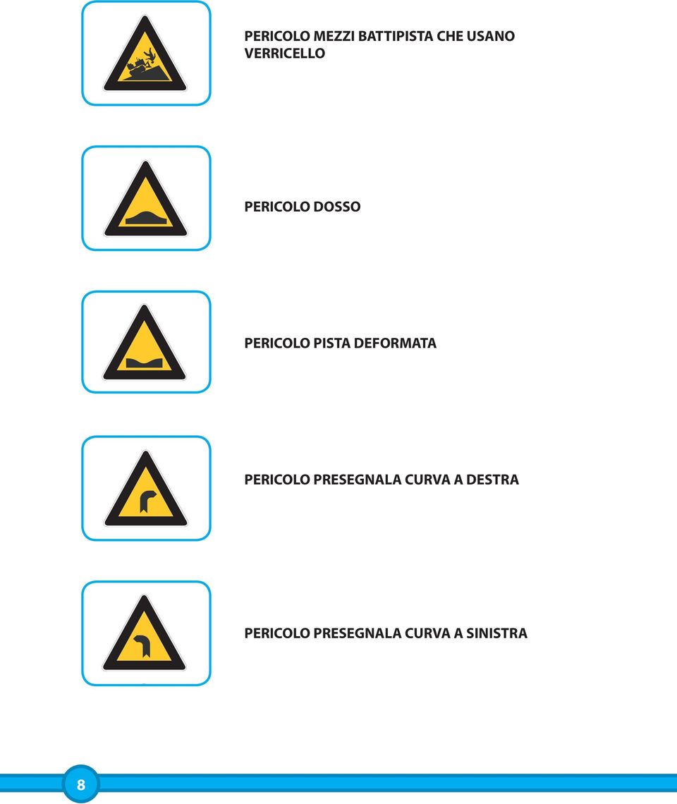 PISTA DEFORMATA % PERICOLO PRESEGNALA