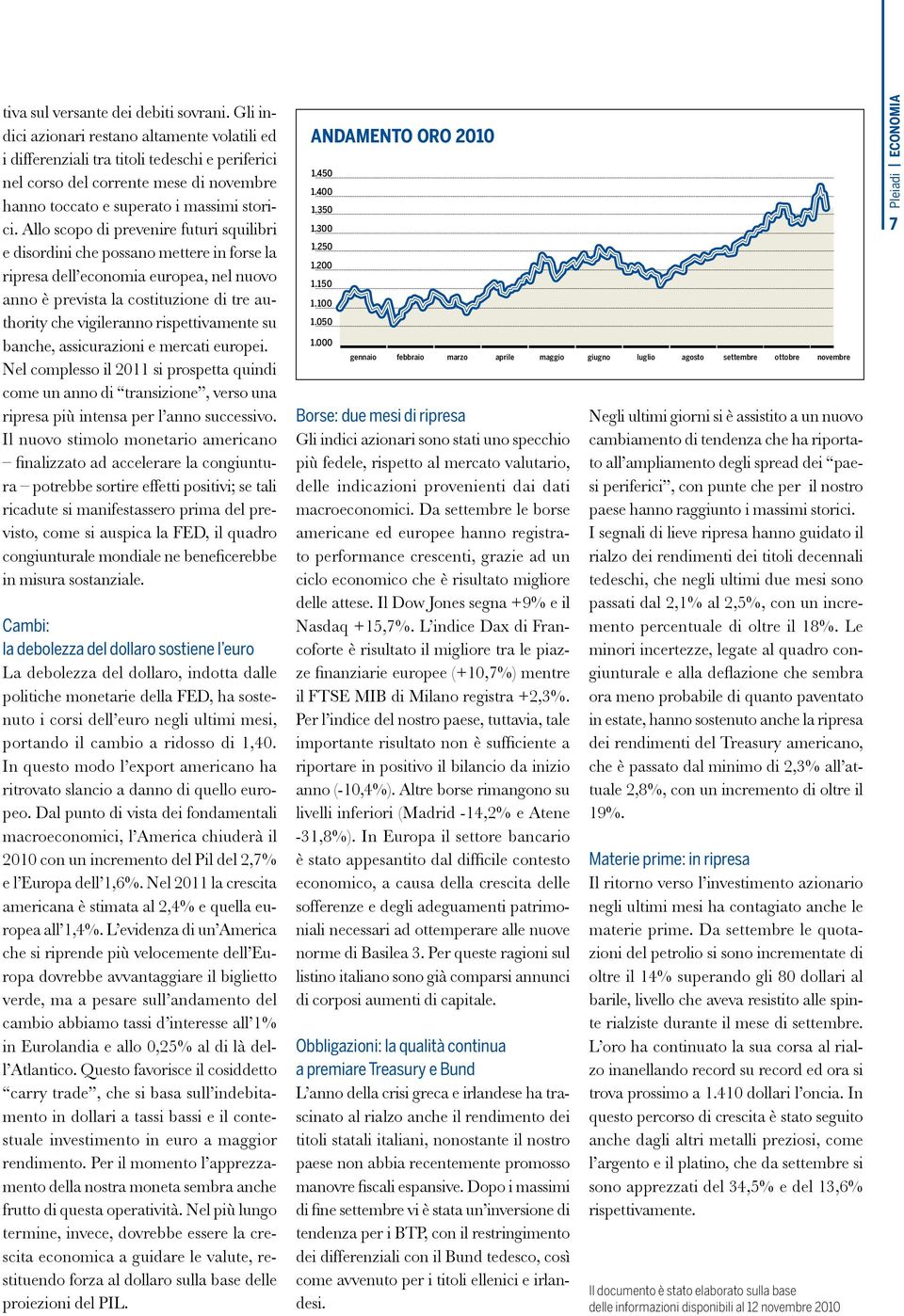 Allo scopo di prevenire futuri squilibri e disordini che possano mettere in forse la ripresa dell economia europea, nel nuovo anno è prevista la costituzione di tre authority che vigileranno