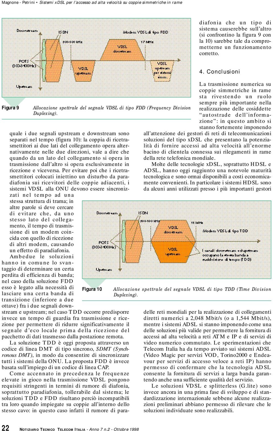 La soluzione TDD è oggi proposta attraverso un codice di linea DMT di tipo sincrono, SDMT (Synchronous DMT), in modo da consentire di sincronizzare tutti i sistemi della ONU.