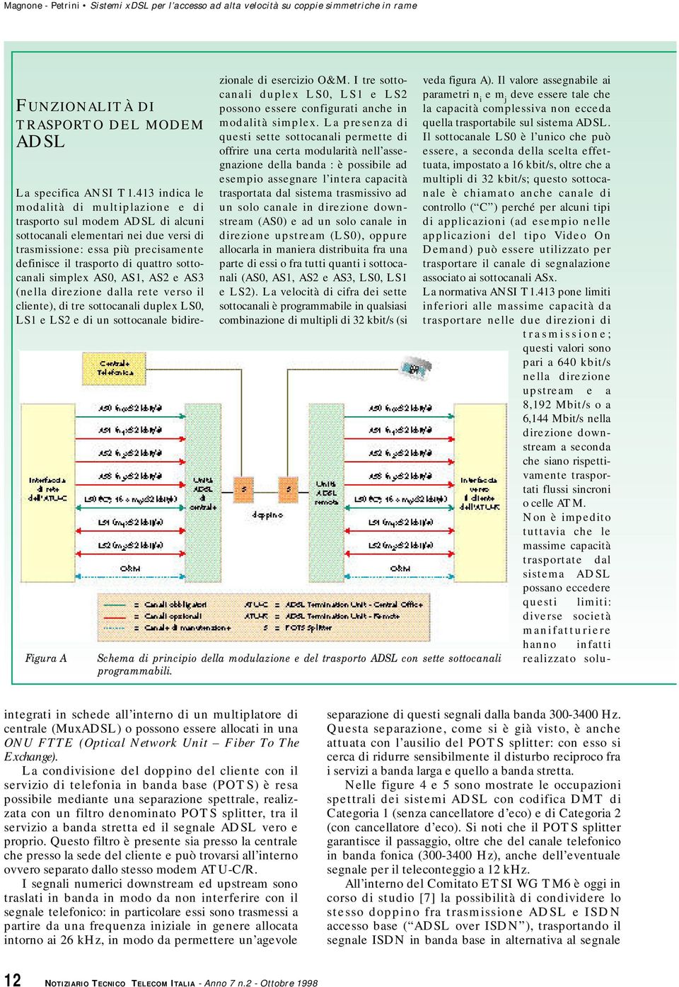 sottocanali simplex AS0, AS1, AS2 e AS3 (nella direzione dalla rete verso il cliente), di tre sottocanali duplex LS0, LS1 e LS2 e di un sottocanale bidirezionale di esercizio O&M.