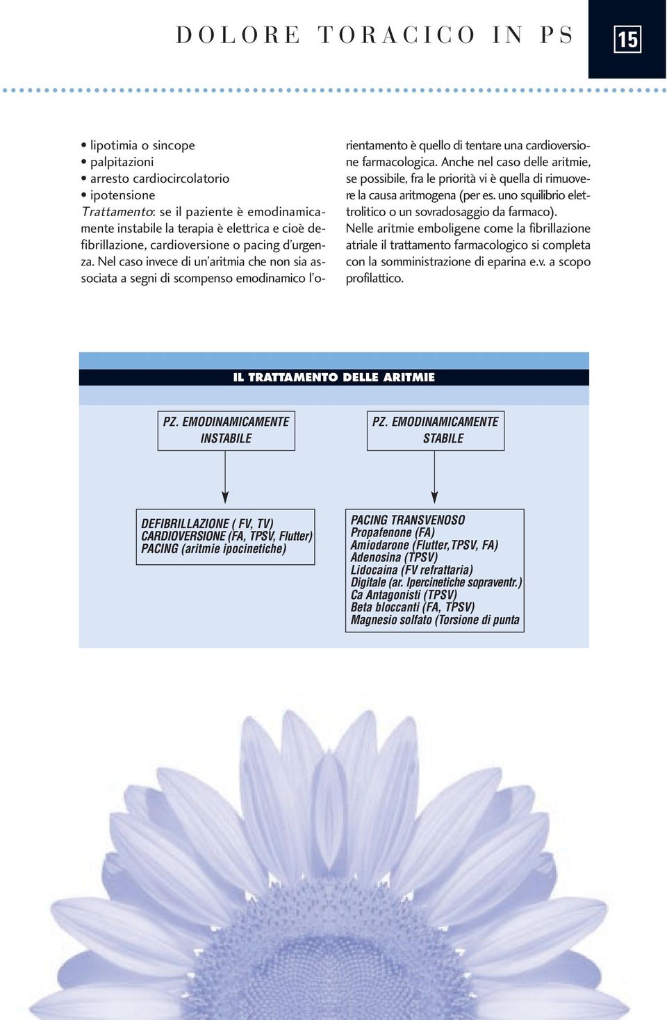 Nel caso invece di un aritmia che non sia associata a segni di scompenso emodinamico l orientamento è quello di tentare una cardioversione farmacologica.