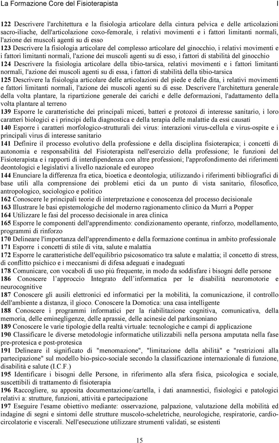 limitanti normali, l'azione dei muscoli agenti su di esso, i fattori di stabilità del ginocchio 124 Descrivere la fisiologia articolare della tibio-tarsica, relativi movimenti e i fattori limitanti