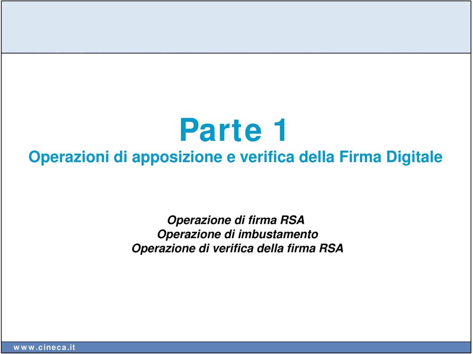 Operazione di firma RSA Operazione di