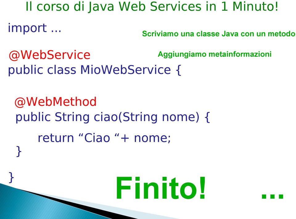 metainformazioni @WebService public class MioWebService {