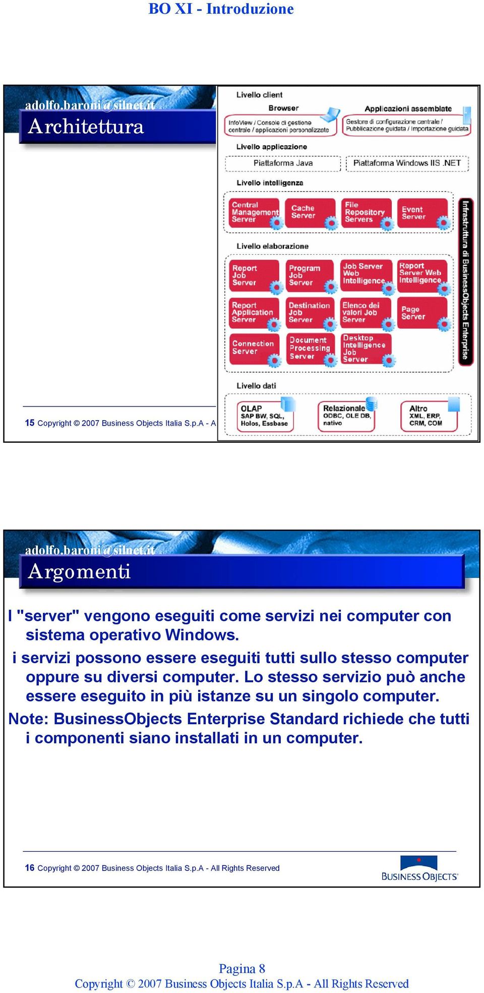 i servizi possono essere eseguiti tutti sullo stesso computer oppure su diversi computer.