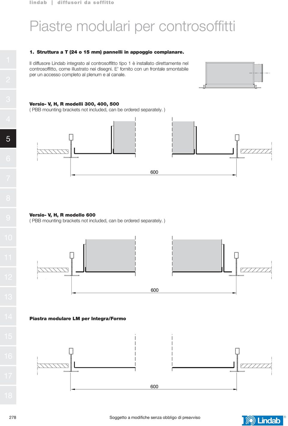 illustrato nei disegni. E fornito con un frontale smontabile per un accesso completo al plenum e al canale.