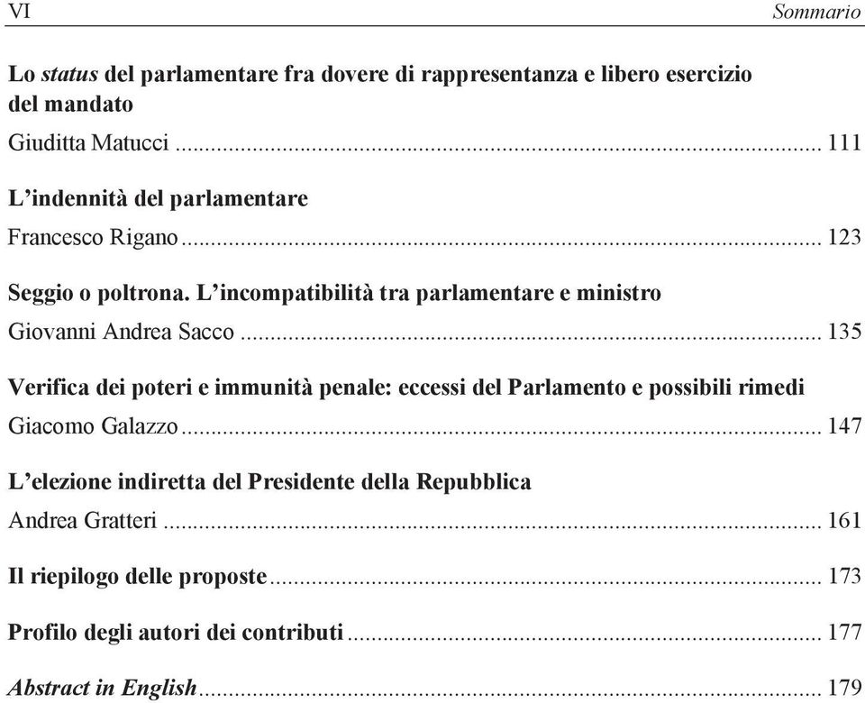 L incompatibilità tra parlamentare e ministro Giovanni Andrea Sacco.