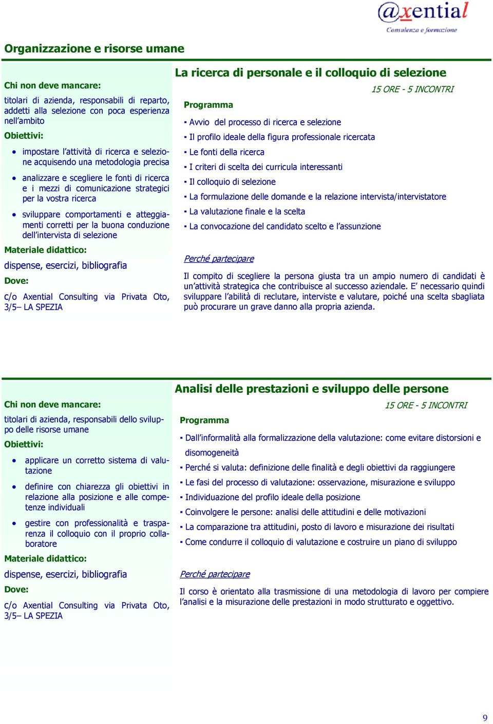 dell intervista di selezione La ricerca di personale e il colloquio di selezione Avvio del processo di ricerca e selezione Il profilo ideale della figura professionale ricercata Le fonti della