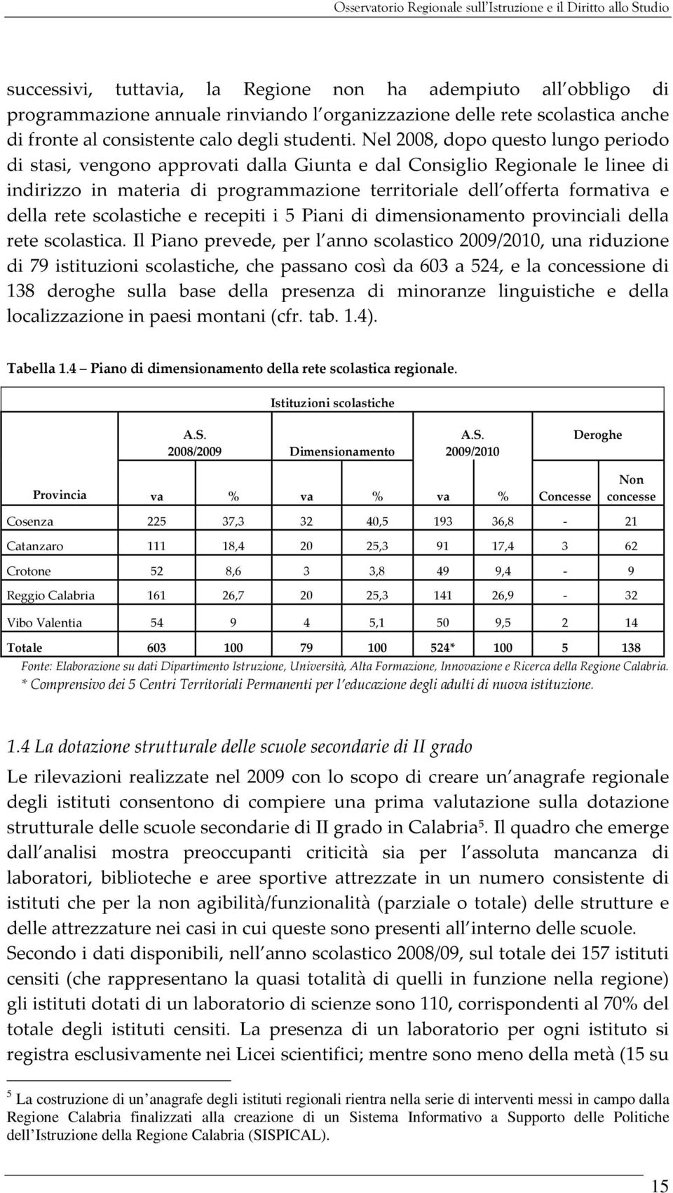 rete scolastiche e recepiti i 5 Piani di dimensionamento provinciali della rete scolastica.