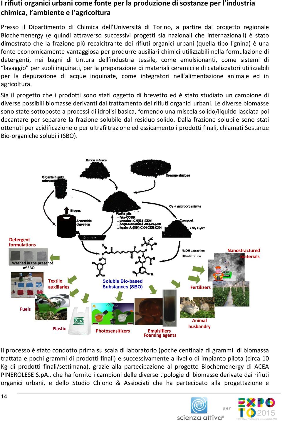 tipo lignina) è una fonte economicamente vantaggiosa per produrre ausiliari chimici utilizzabili nella formulazione di detergenti, nei bagni di tintura dell industria tessile, come emulsionanti, come