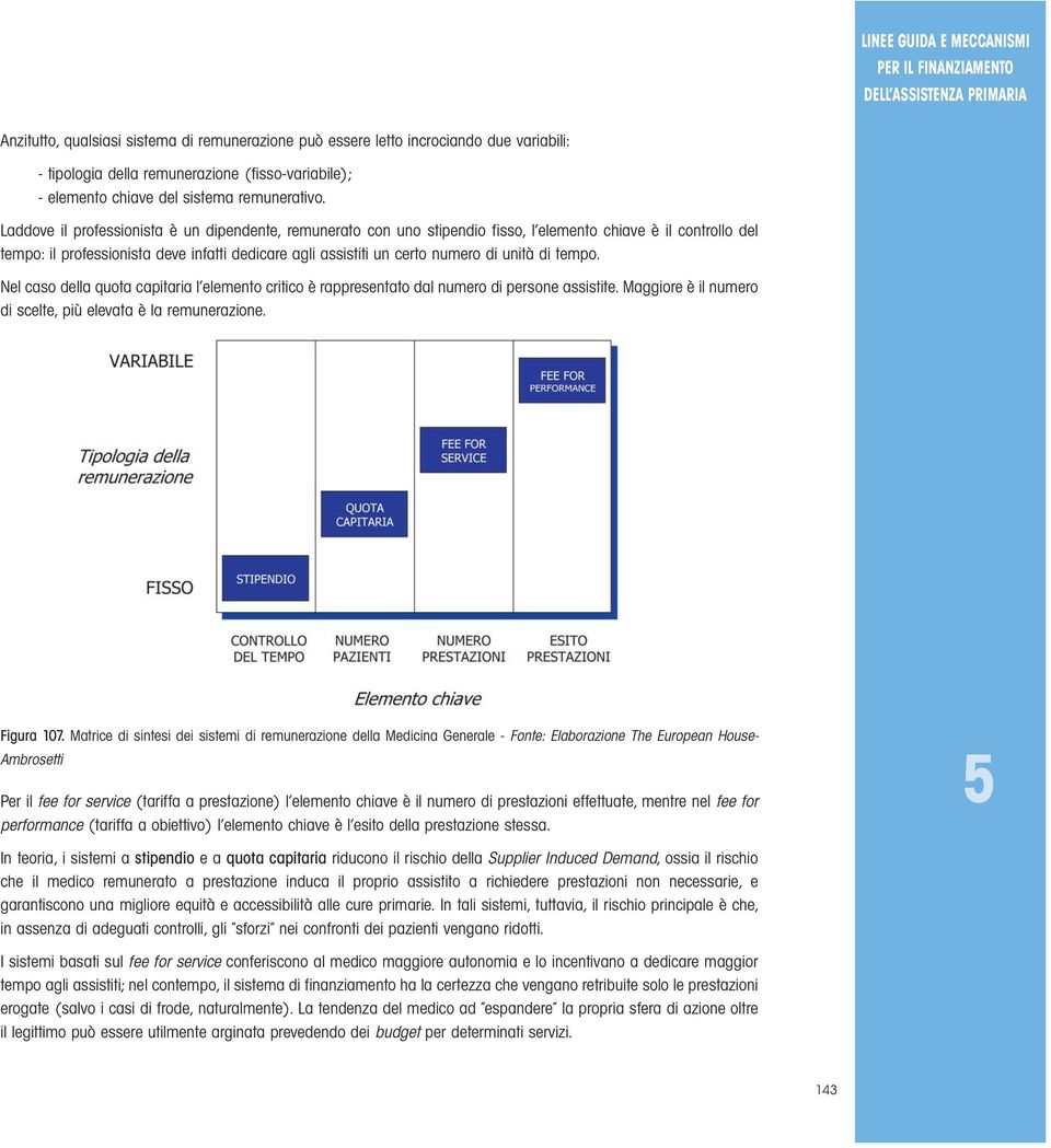 unità di tempo. Nel caso della quota capitaria l elemento critico è rappresentato dal numero di persone assistite. Maggiore è il numero di scelte, più elevata è la remunerazione. Figura 107.