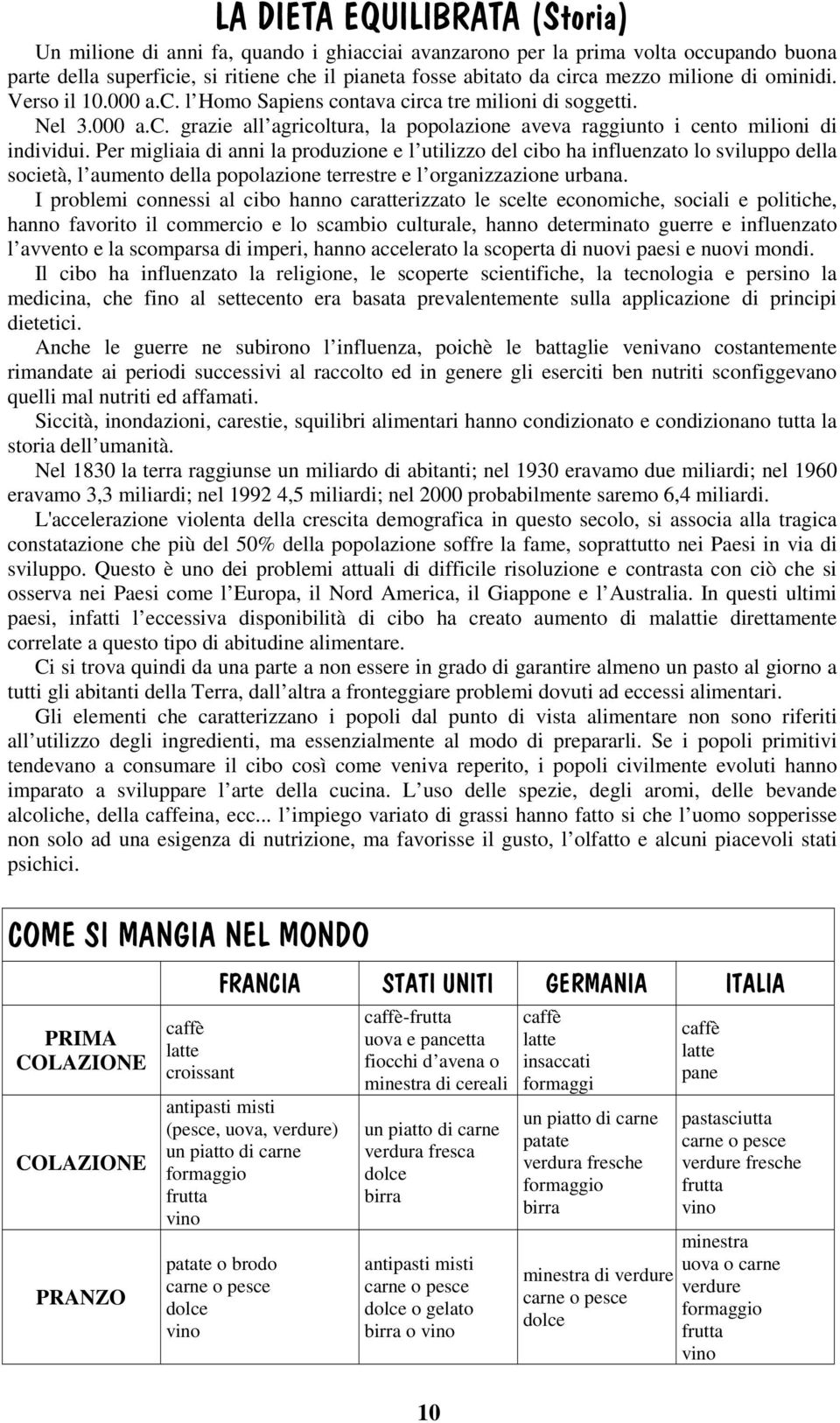 Per migliaia di anni la produzione e l utilizzo del cibo ha influenzato lo sviluppo della società, l aumento della popolazione terrestre e l organizzazione urbana.