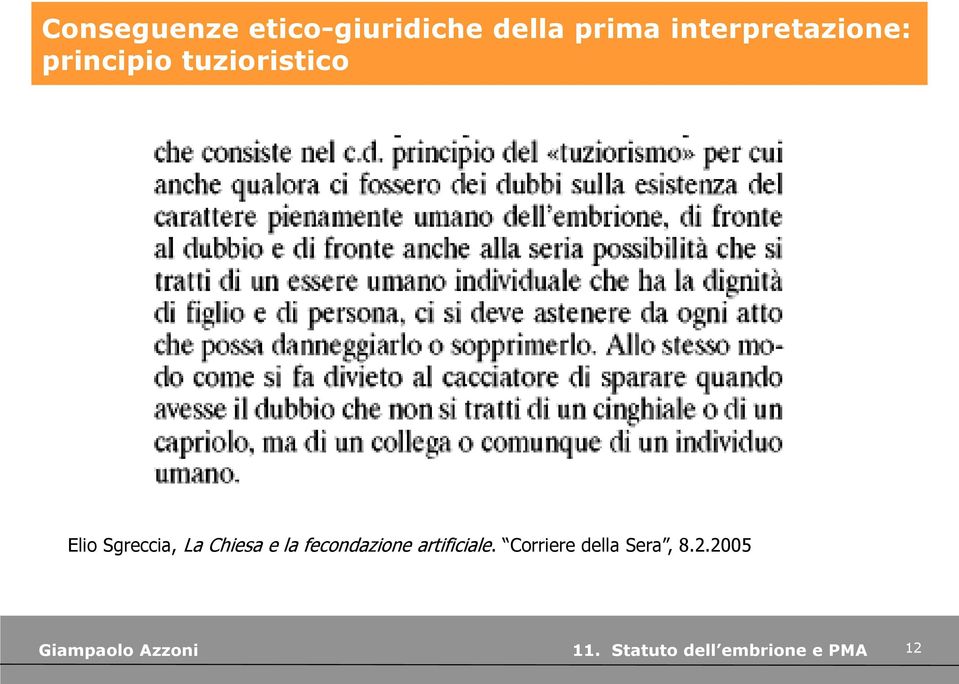 Elio Sgreccia, La Chiesa e la fecondazione