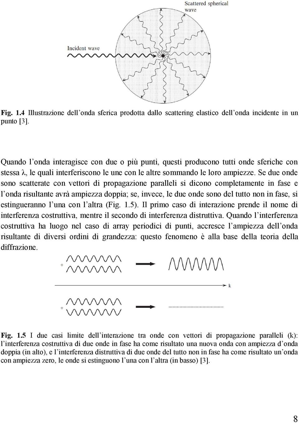 Se due onde sono scatterate con vettori di propagazione paralleli si dicono completamente in fase e l onda risultante avrà ampiezza doppia; se, invece, le due onde sono del tutto non in fase, si