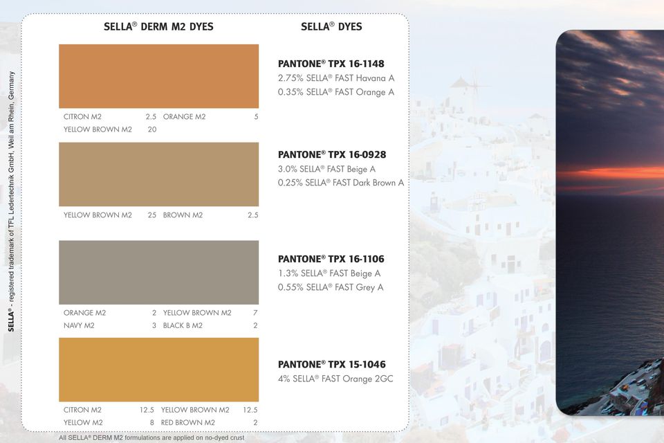 25% SELLA FAST Dark Brown A yellow brown m2 25 brown m2 2.5 Pantone TPX 16-1106 1.3% SELLA FAST Beige A 0.