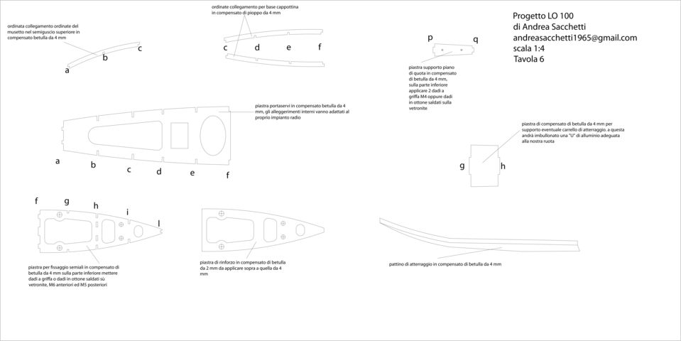 ottone sldti sull vetronite pistr di compensto di etull d 4 mm per supporto eventule crrello di tterrggio.