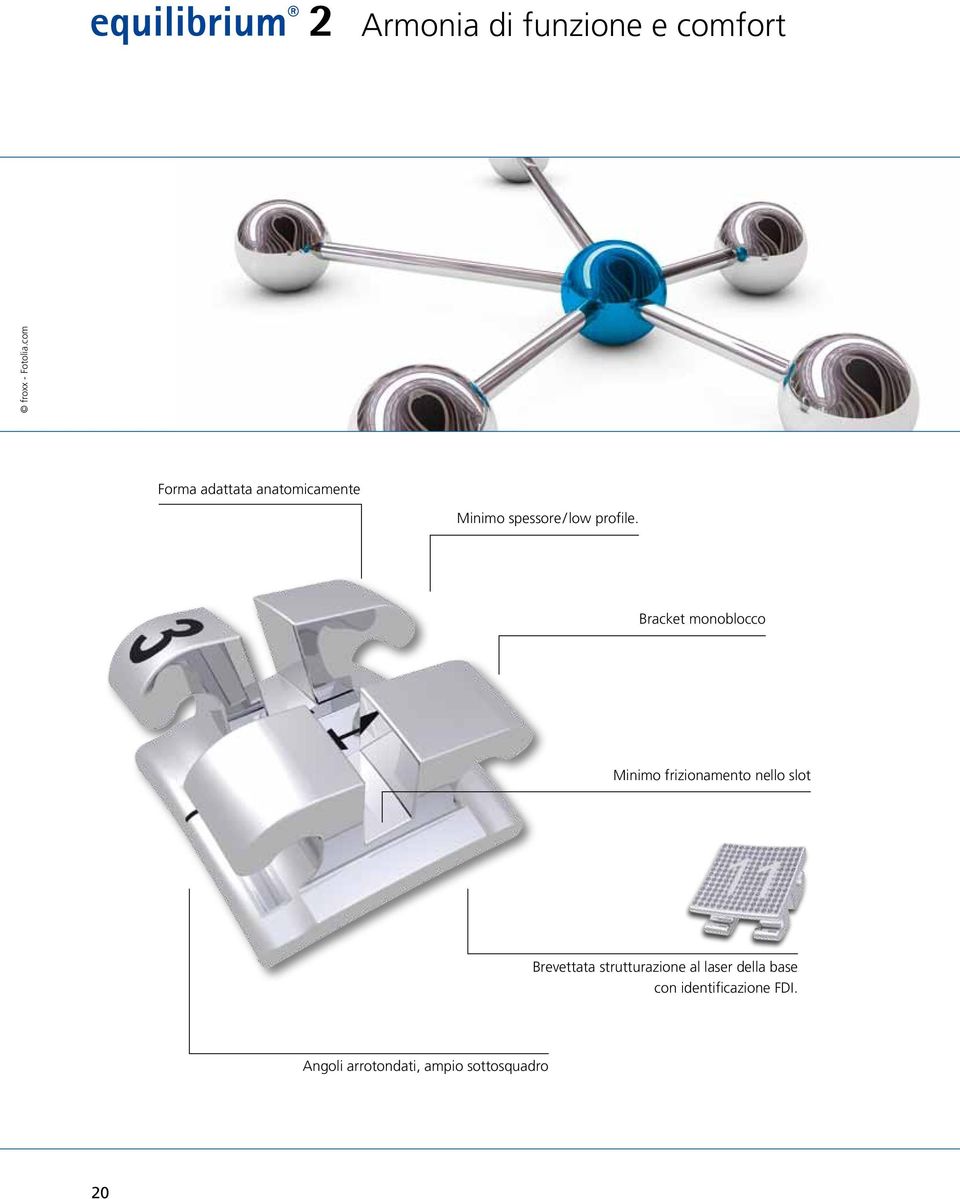 Bracket monoblocco Minimo frizionamento nello slot Brevettata