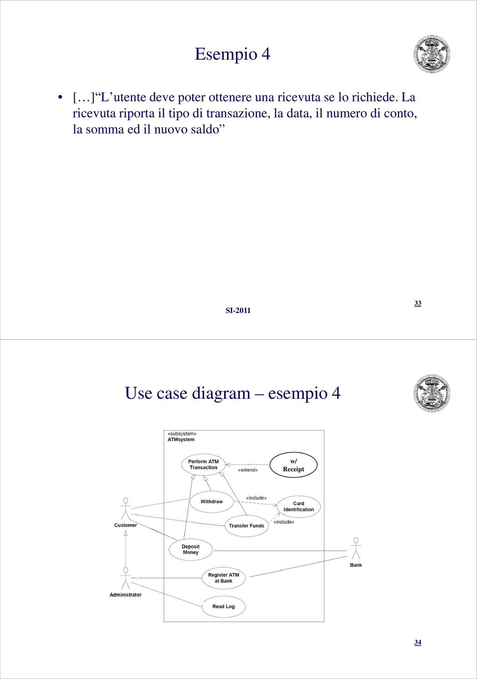 La ricevuta riporta il tipo di transazione, la data,