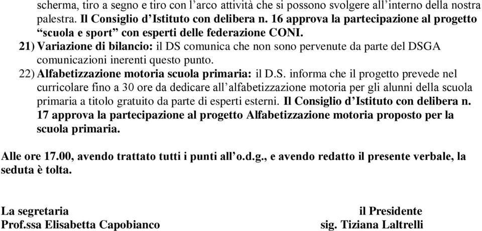 21) Variazione di bilancio: il DS 