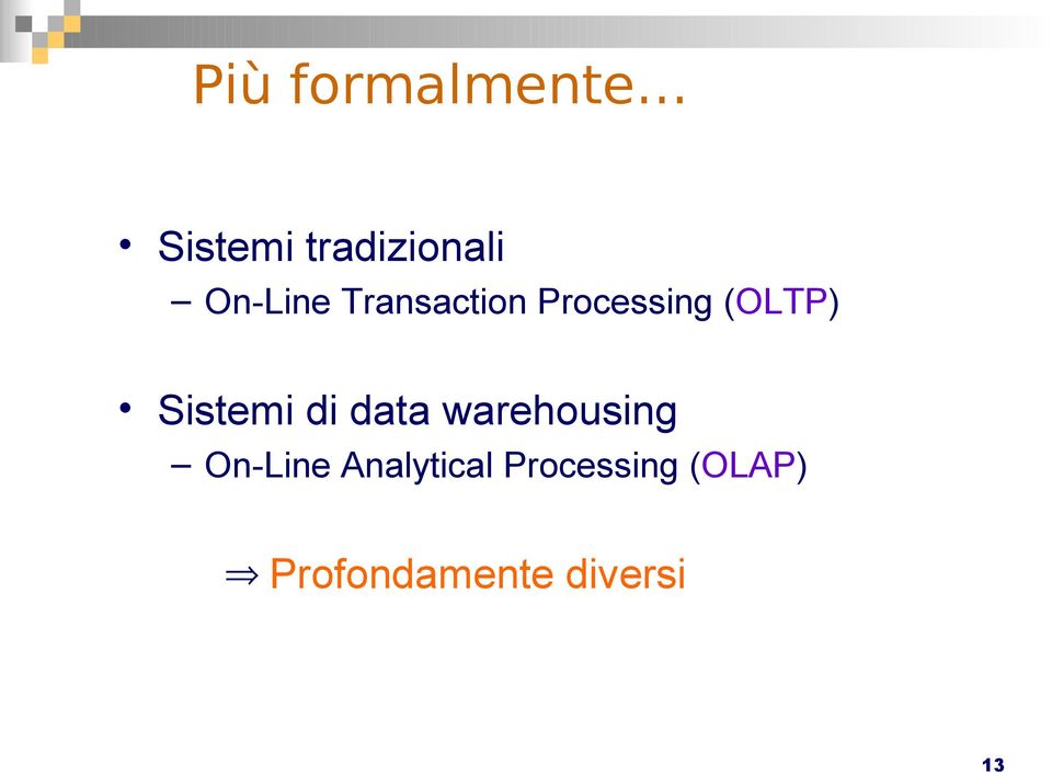 Sistemi di data warehousing On-Line