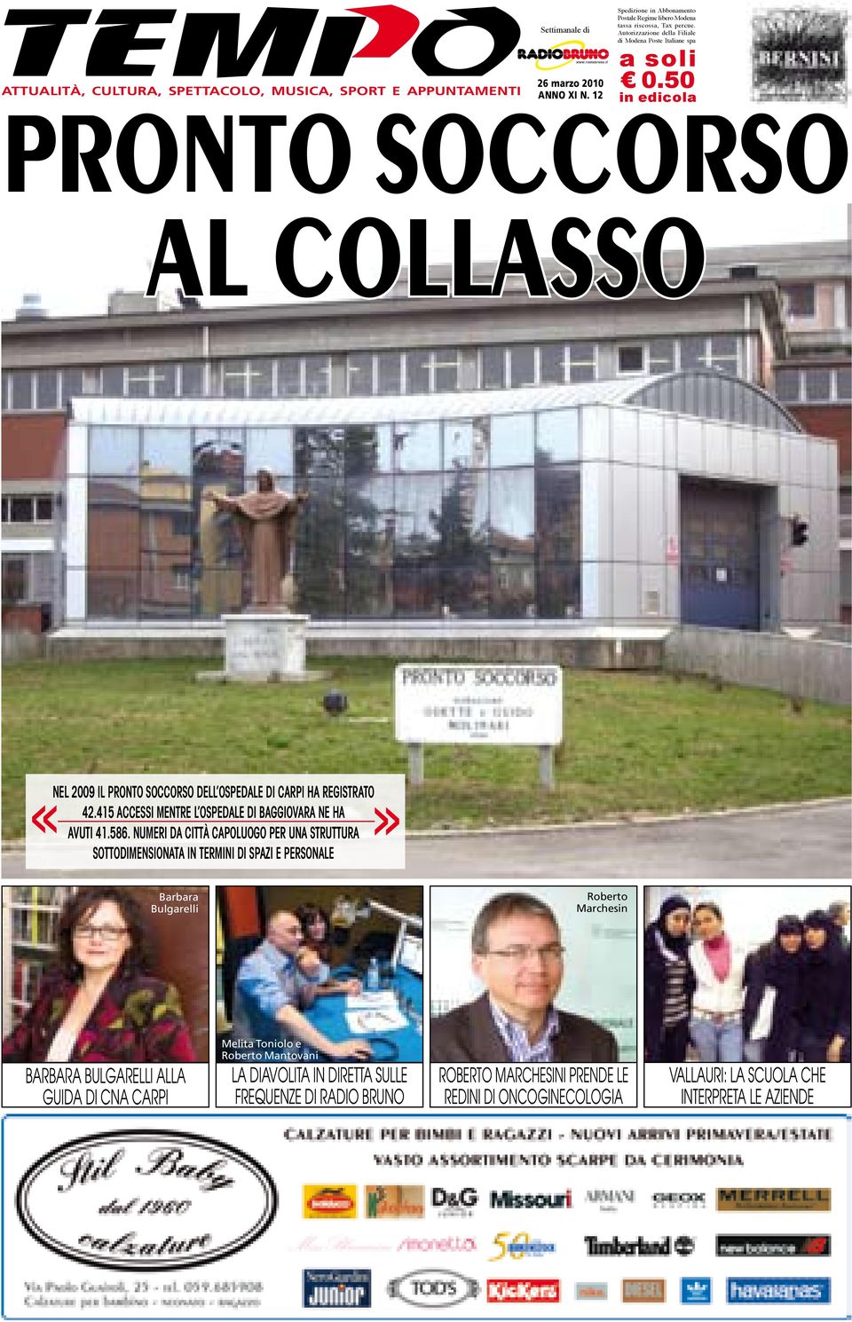 415 accessi mentre l ospedale di baggiovara ne ha << >> avuti 41.586.