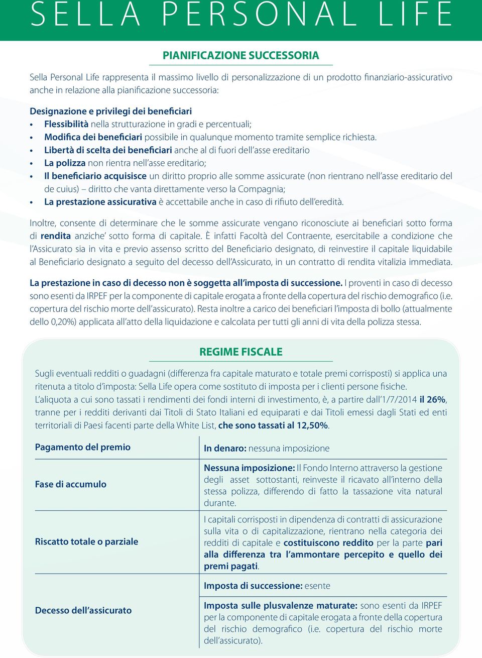 Libertà di scelta dei beneficiari anche al di fuori dell asse ereditario La polizza non rientra nell asse ereditario; Il beneficiario acquisisce un diritto proprio alle somme assicurate (non