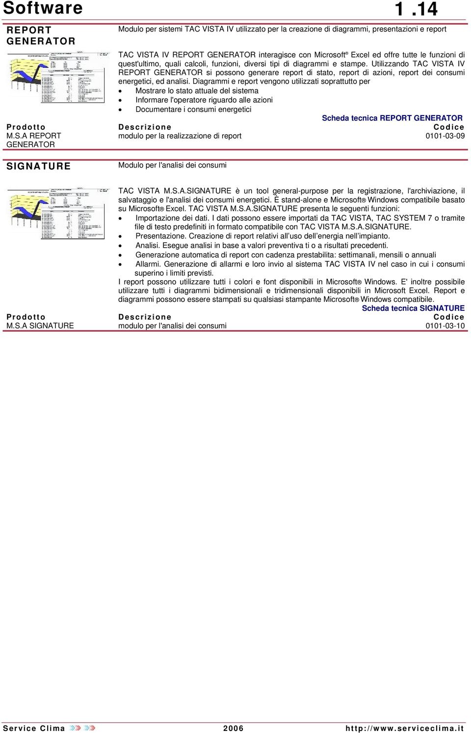 quali calcoli, funzioni, diversi tipi di diagrammi e stampe. Utilizzando REPORT GENERATOR si possono generare report di stato, report di azioni, report dei consumi energetici, ed analisi.