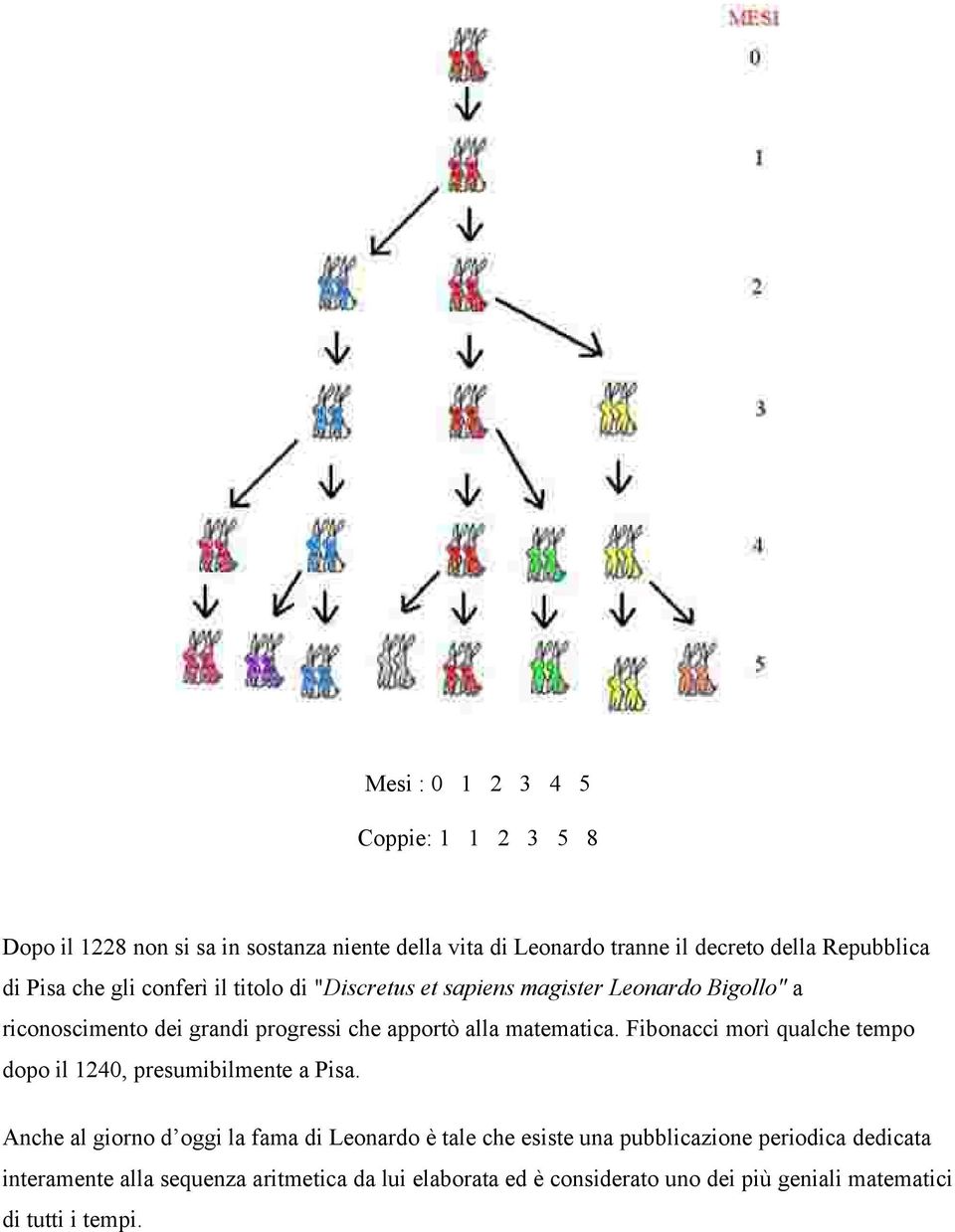 matematica. Fibonacci morì qualche tempo dopo il 240, presumibilmente a Pisa.