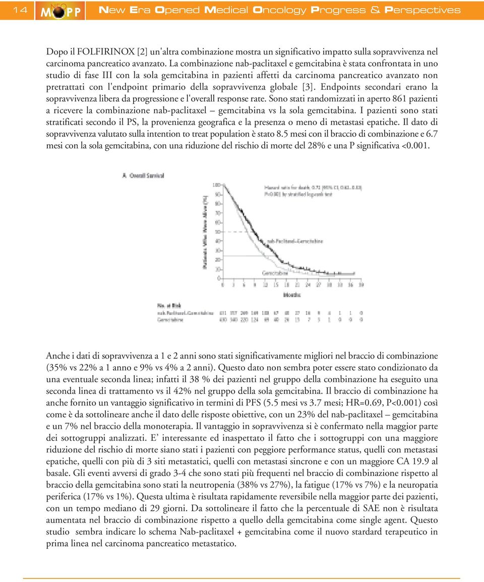 primario della sopravvivenza globale [3]. Endpoints secondari erano la sopravvivenza libera da progressione e l'overall response rate.