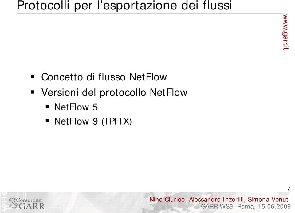 NetFlow Versioni del protocollo
