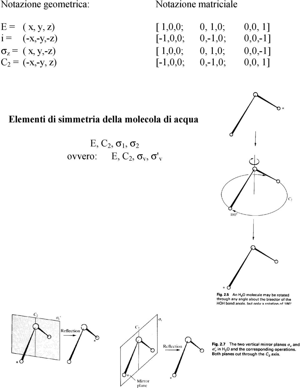 1,0,0; 0, 1,0; 0,0,-1] C 2 = (-x,-y, z) [-1,0,0; 0,-1,0; 0,0, 1] Elementi