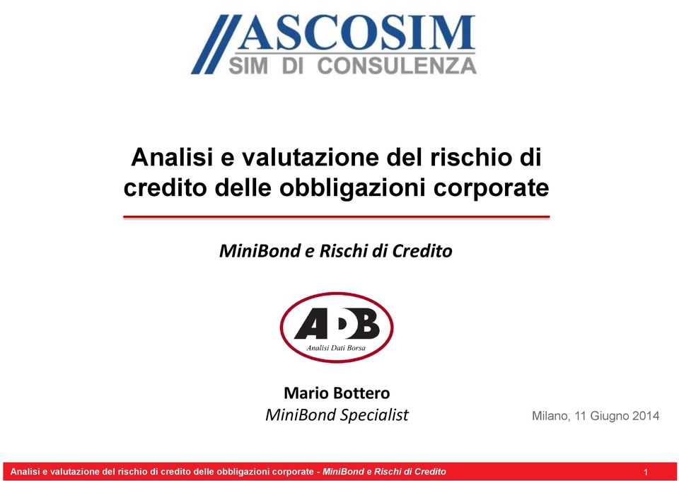 Specialist Milano, 11 Giugno 2014  corporate - MiniBond e Rischi