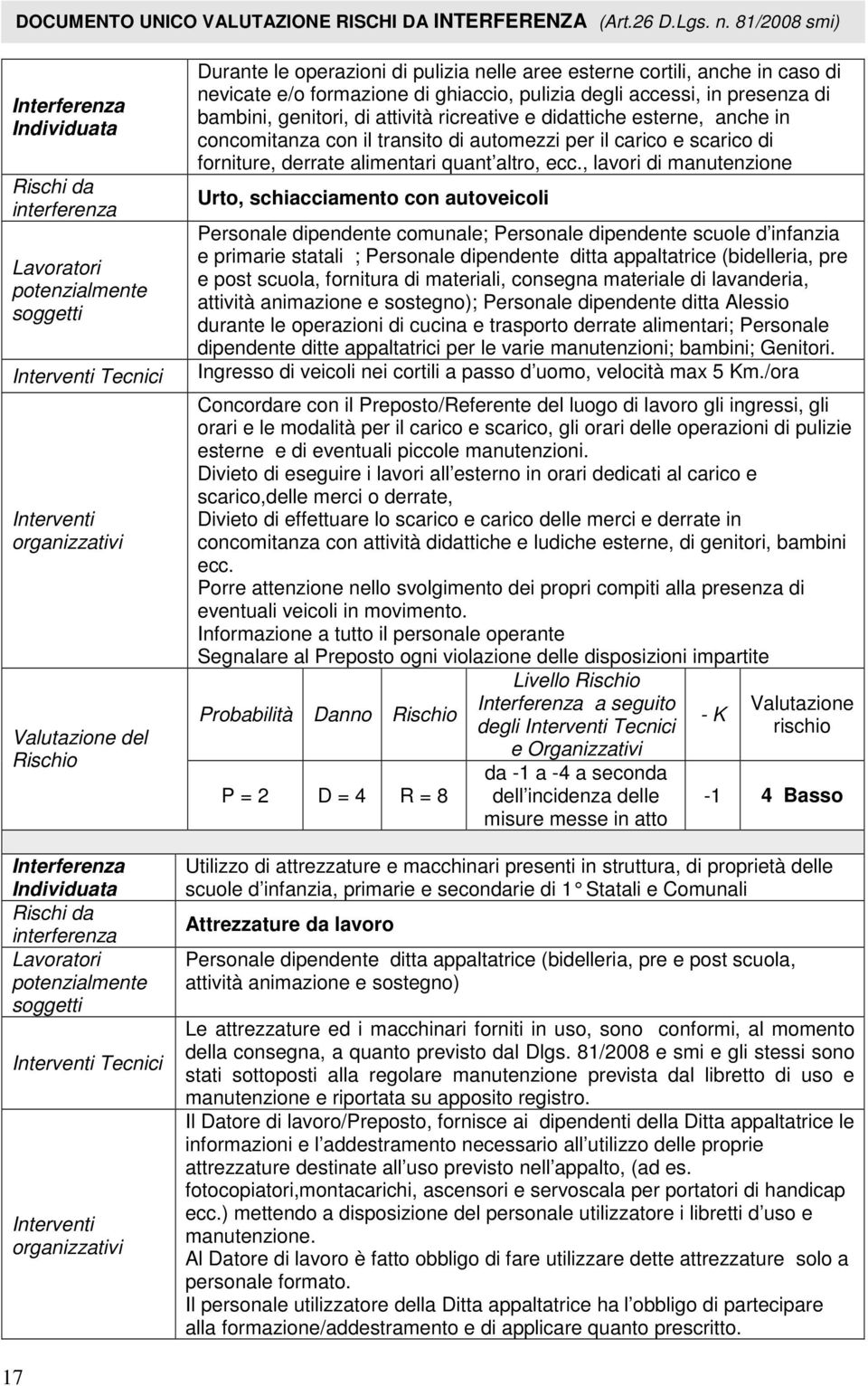 concomitanza con il transito di automezzi per il carico e scarico di forniture, derrate alimentari quant altro, ecc.