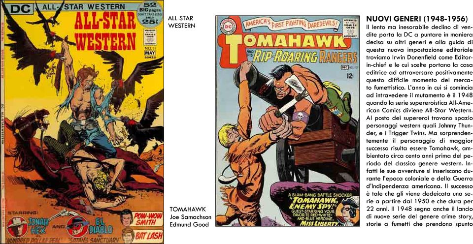 L anno in cui si comincia ad intravedere il mutamento è il 1948 quando la serie supereroistica All-American Comics diviene All-Star Western.