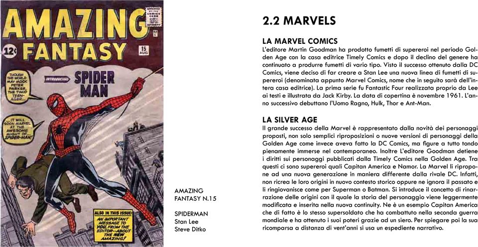 Visto il successo ottenuto dalla DC Comics, viene deciso di far creare a Stan Lee una nuova linea di fumetti di supereroi (denominata appunto Marvel Comics, nome che in seguito sarà dell intera casa