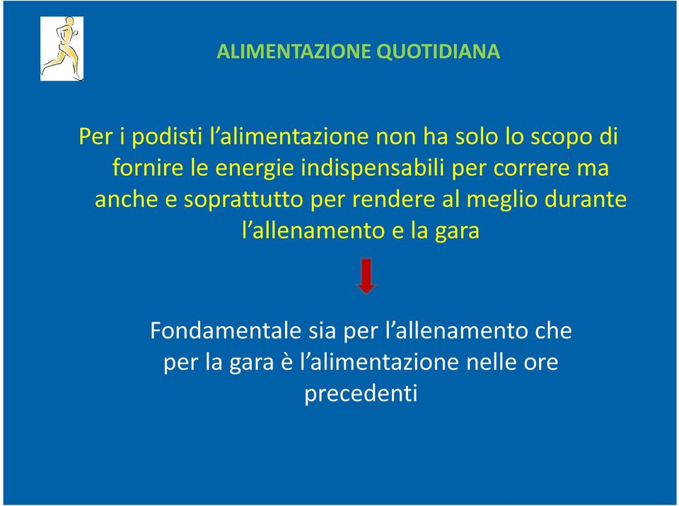 soprattutto per rendere al meglio durante l allenamento e la gara