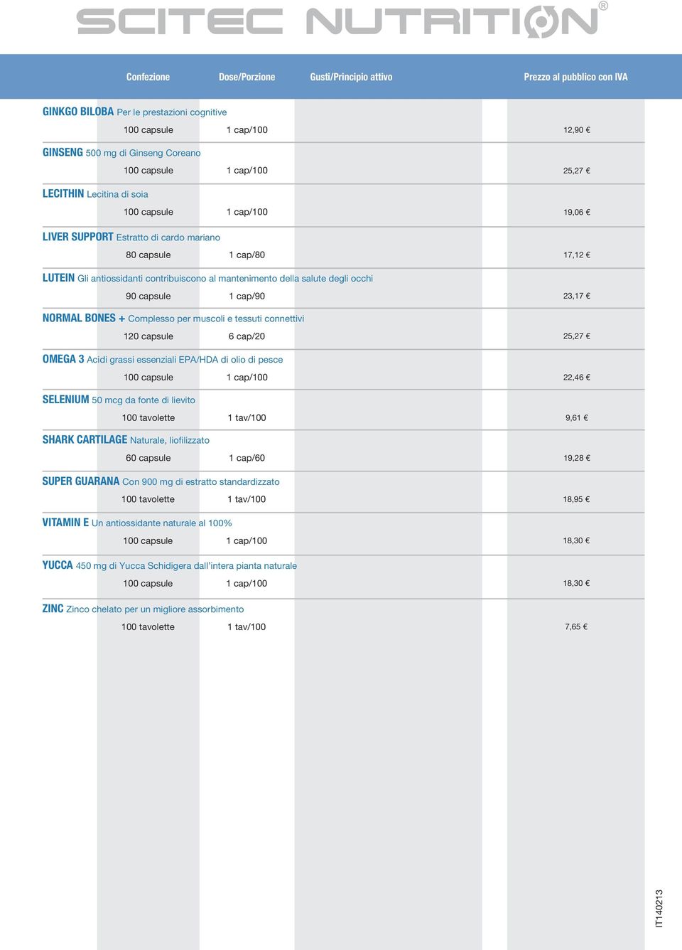 25,27 22,46 SELENIUM 50 mcg da fonte di lievito 100 tavolette SHARK CARTILAGE Naturale, liofilizzato 1 tav/100 1 cap/60 9,61 19,28 SUPER GUARANA Con 900 mg di estratto standardizzato 100 tavolette 1
