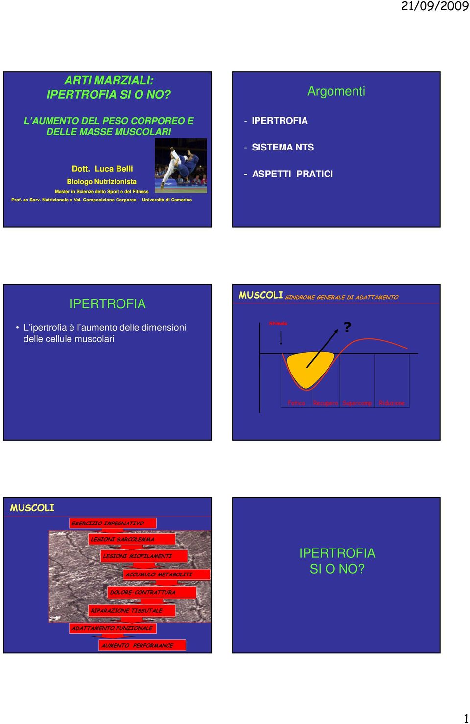 Composizione Corporea - Università di Camerino - IPERTROFIA - SISTEMA NTS - ASPETTI PRATICI Argomenti IPERTROFIA L ipertrofia è l aumento delle dimensioni delle