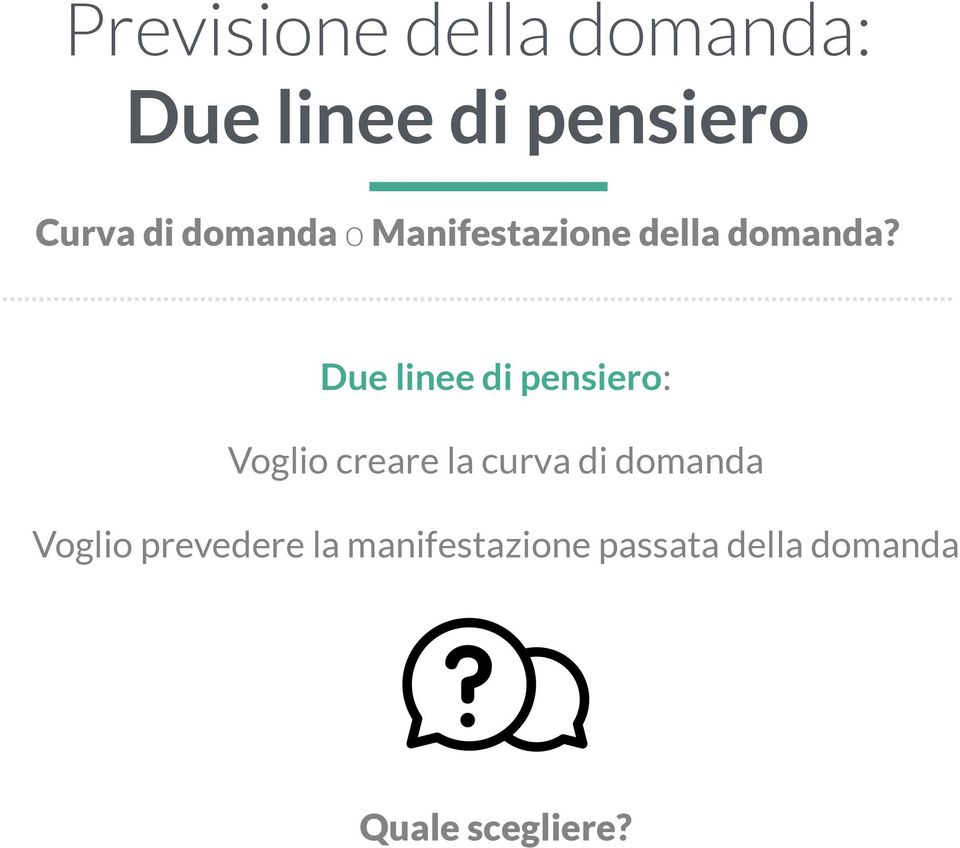 Due linee di pensiero: Voglio creare la curva di domanda