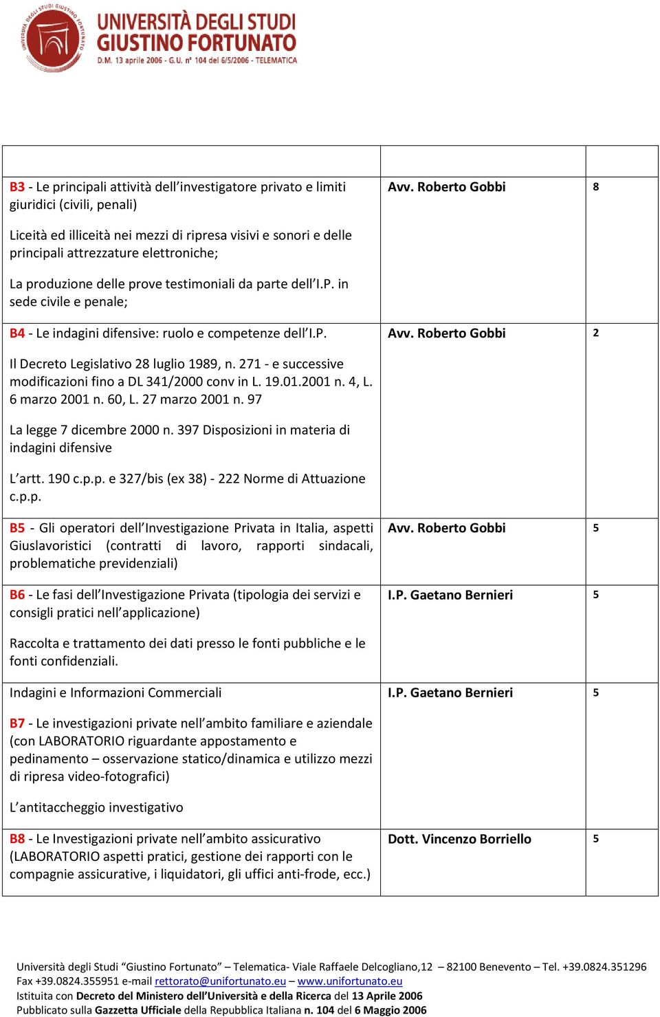 in sede civile e penale; B4 - Le indagini difensive: ruolo e competenze dell I.P. Avv. Roberto Gobbi 2 Il Decreto Legislativo 28 luglio 1989, n.