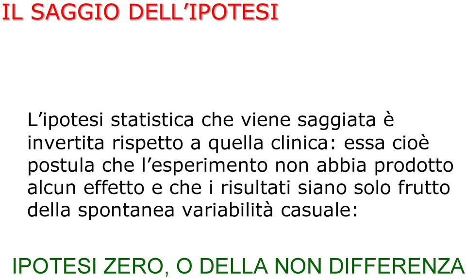 esperimento non abbia prodotto alcun effetto e che i risultati siano