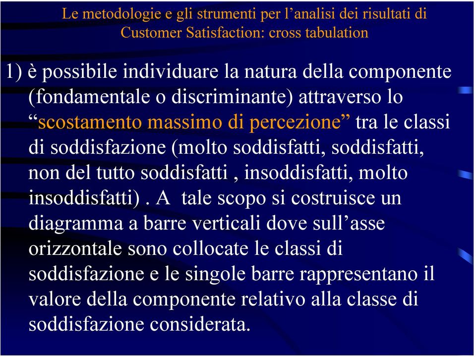 soddisfatti, non del tutto soddisfatti, insoddisfatti, molto insoddisfatti).