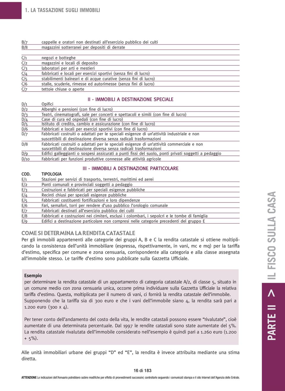 scuderie, rimesse ed autorimesse (senza fini di lucro) C/7 tettoie chiuse o aperte II - IMMOBILI A DESTINAZIONE SPECIALE D/1 Opifici D/2 Alberghi e pensioni (con fine di lucro) D/3 Teatri,