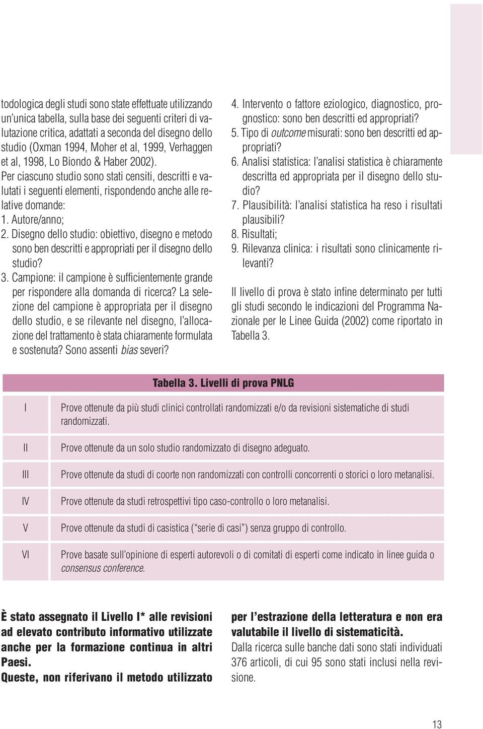 Disegno dello studio: obiettivo, disegno e metodo sono ben descritti e appropriati per il disegno dello studio? 3.