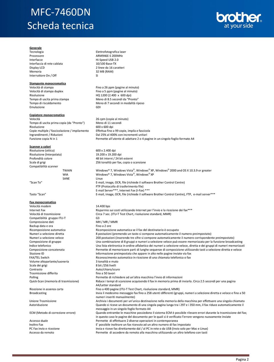 Tempo di uscita prima stampa Tempo di riscaldamento Emulazione Copiatore monocromatico Velocità Tempo di uscita prima copia (da Pronto ) Copie multiple / fascicolazione / impilamento Ingrandimenti /